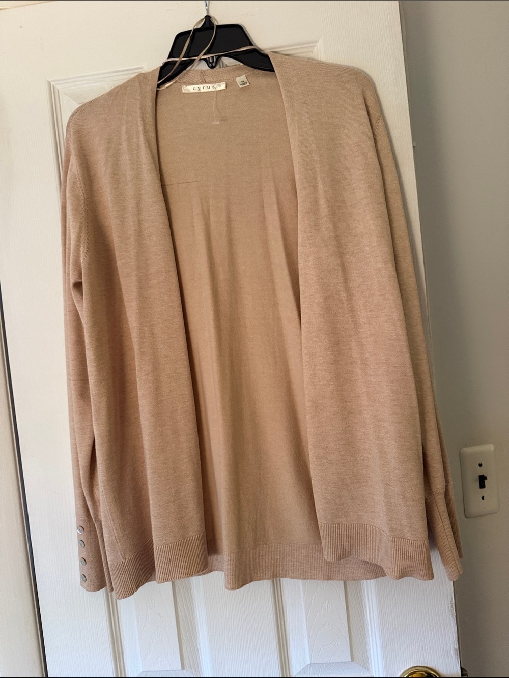 Cyrus Light Beige Open-Front Women's Sweater Cardigan M